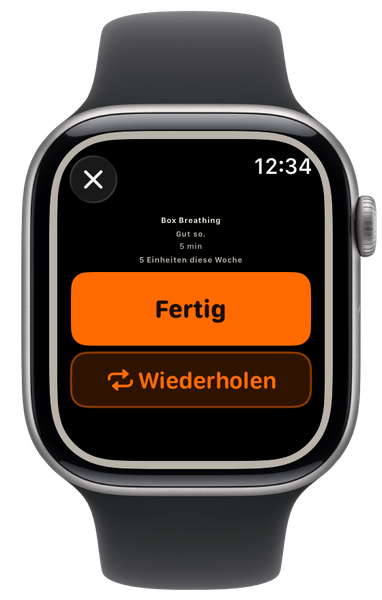 Ende eines Timers auf der Apple Watch: Fertig oder Wiederholen